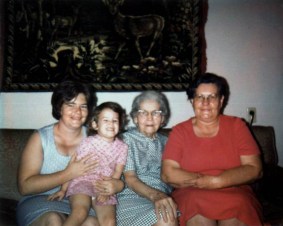 Mom, some cute little girl, Great-Granny Gertie, and Grandma Opal.