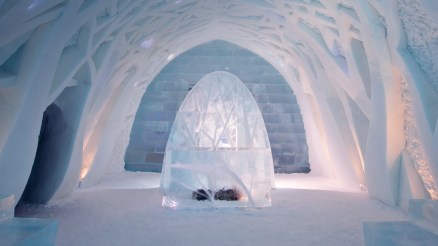 Not this cold, but you get the picture. Image of foyer at Ice Hotel in Kiruna, Sweden, from Bing Images.