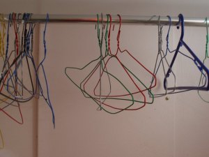 Don't turn your back or close the closet door unless you really want 10,000 wire hangers by morning.  Image from creativity103.com.