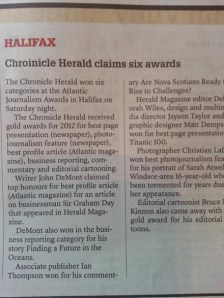Nova Scotia Chronicle Herald can't even spell its own name. Image from poynter.org.