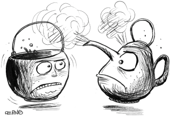 Pot, meet Kettle.  Image by John Deering.