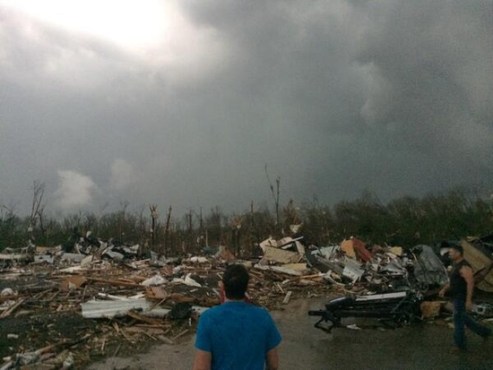 Some of the devastation in Mayflower after the tornado Sunday. Image from KATV.