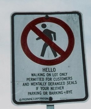 Funny, yes (and I have the urge to find this parking lot and start barking). However, it should be "If you're neither parking or barking ..." Image from Grammar Monster.