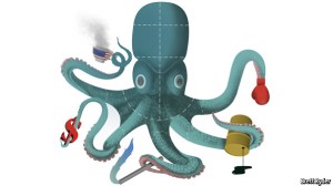 Run ... it's the Kochtopus! Image by Brett Ryder, from The Economist.