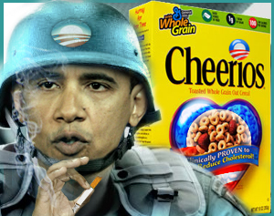 Yes, Rush Limbaugh decided that Barack Obama declared war on Cheerios because the FDA sent General Mills a warning letter about their advertising. Must have been a slow "news" day. Image from RushLimbaugh.com.