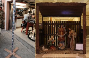 This, at the Florida Capitol, is not a war zone. Yes, that's a Festivus pole of beer cans next to the nativity. Image from Flaglerlive.