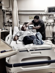 Ray in the hospital, just the first part of a long journey. Image from Go Fund Me page to defray medical expenses.