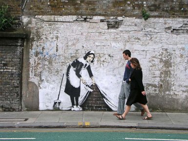 That's the way to clean. Artwork by Banksy, via Twisted Sifter.