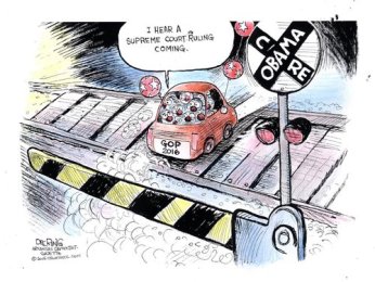 Editorial cartoon by John Deering.