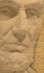 Abe Lincoln signed the Emancipation Proclamation on Jan. 1, 1863. Rumors are that the war was ongoing ... but history's obviously wrong. Image found on Vanderbilt.edu.