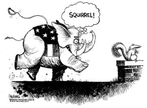 Another of my ideas ... the Trump squirrel. Editorial cartoon by John Deering.