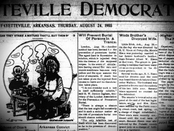 I don't know if I'm more concerned about the quacks responsible for the premature burial story, or the odd picture next to it. Image provided by John Marinoni of Fayetteville.