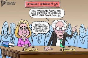 Of course, the private server is something worth investigating. Other than that, the latest Benghazi investigation is worthless. Editorial cartoon by Bruce Plante, Tulsa World.