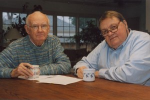 Charles Allbright (left) and Richard Allin donated their papers to the University of Central Arkansas in 2004 after their columns ended. Photo by Russ Hancock found on Arkansas Times.