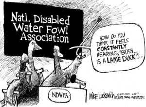 Have pity on those poor ducks! Editorial cartoon by Mike Luckovich, Atlanta Journal-Constitution.