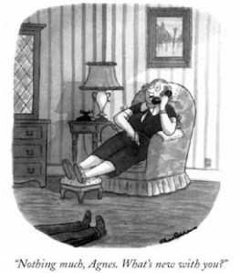 Nope, nothing goin' on at all! Cartoon by Charles Addams.