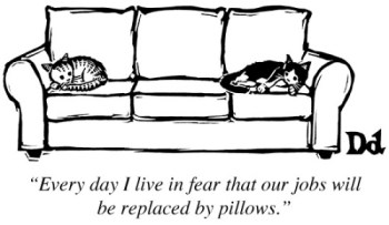 Luke already is a pillow ... a fluffy, FLUFFY pillow. Cartoon by Drew Dernavich.