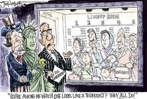 The one with the pacifier looks especially dangerous! Editorial cartoon by Joe Heller, www.hellertoon.com.