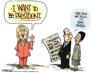 Makes sense to me ... but I have brain damage and DON'T want to be president, so ... Editorial cartoon by John Cole, Times-Tribune, Scranton, Pa.