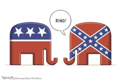 Nope, you're just not a real Republican if you're willing to compromise! Editorial cartoon by Clay Bennett, Chattanooga Times-Free Press.