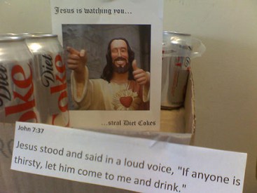 Jesus is cool and all, but not so chill when you steal soda. Image found on Technologies Nouvelles.