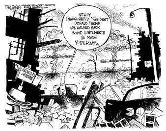 And this is the optimistic outlook ... Editorial cartoon by John Deering, Arkansas Democrat-Gazette.