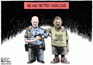 No matter who dies, it's a tragedy. Editorial cartoon by Jim Morin, Miami Herald.