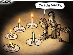 Moi aussi ... Editorial cartoon by Steve Sack, Minneapolis Star-Tribune.