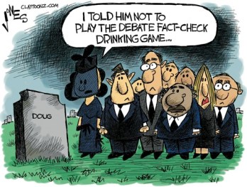 One more reason I'm glad I don't drink. Editorial cartoon by Clay Jones, Claytoonz.