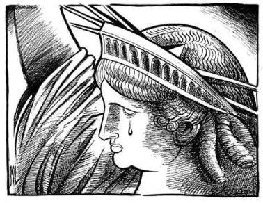We'll never forget. Editorial cartoon by Mike Lane.