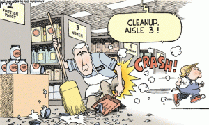 Aw, Pence ... sucks being the grown-up, doesn't it? Editorial cartoon by Robert Ariail, The State.