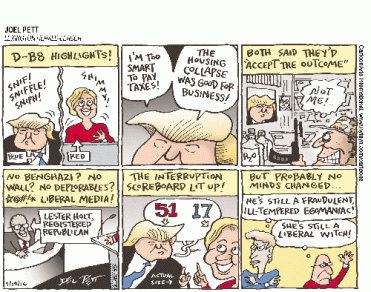 This is what's important, right? I weep for this world ... Editorial cartoon by Joel Pett, Lexington Herald-Leader.