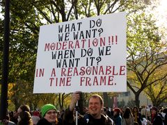 The seldom-seen moderate extremist. Be very quiet or you might spook him. Image found on The Schumin Web.