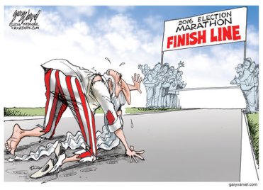Is it time for the next millennium yet? Sure feels like it. Editorial cartoon by Gary Varvel, Indianapolis Star.