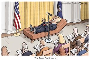 The press is not, however, a therapist. Editorial cartoon by Clay Bennett, Chattanooga Times-Free Press.